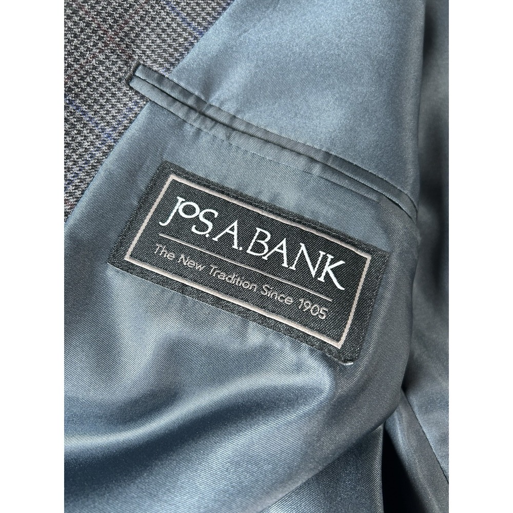 Men's Check Sport Coat Jos. A. Bank Traditional Fit Gray Wool Jacket46L - Picture 9 of 10